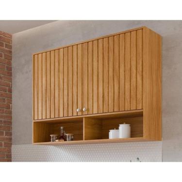 Imagem de Armário Aéreo Cozinha Divina 120cm 2 Portas com Nichos 100% MDF Cinamomo MGM Moveis