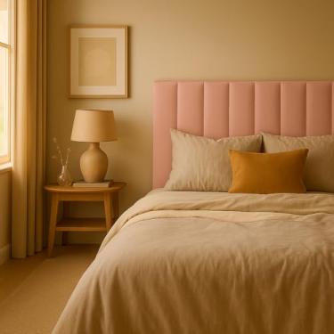 Imagem de Cabeceiras Estofada Modular Cama Casal King e Super King Painel 2,00mX60cm Módulos Adesivos (Rosa)