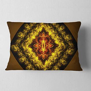 Imagem de Design fractal amarelo cabalista, sala de estar, sofá, almofada de alta qualidade + capa de almofada impressa em ambos os lados 30,48 cm x 50,8 cm