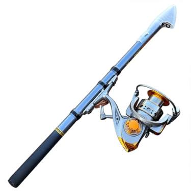 Imagem de Vara de pesca de fibra de carbono curta telescópica conjunto de equipamentos de pesca kit completo equipamento de pesca e carretel de pesca giratório combo acessórios de pesca