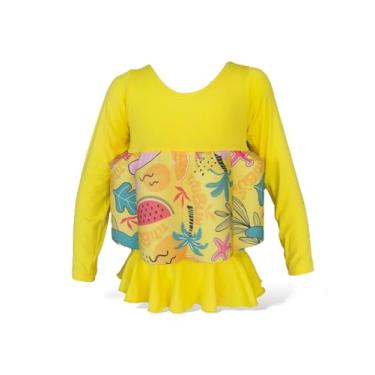 Imagem de BOIA INFANTIL TITIBUM - ROUPA FLUTUANTE MANGA LONGA MENINA (TROPICAL/AMARELO, M)