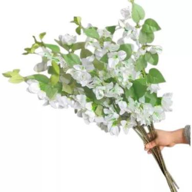 Imagem de Kit 10 Galhos Bouganville 76cm Brancas Flores Artificiais - La Caza St