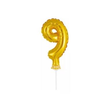 Imagem de Topo De Bolo Vela Balão Auto Inflável Dourado Metalizado - PartiuFesta