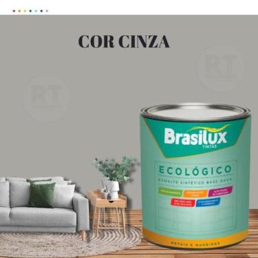 Imagem de Esmalte Sintético Brasilux Base Água Ecologico Cor Cinza 800ML Brilhan