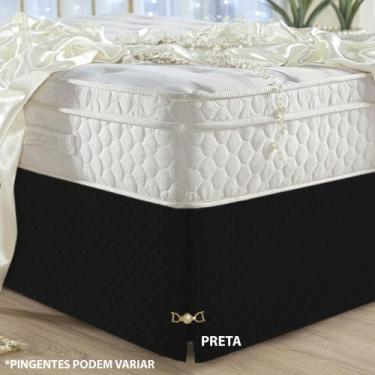 Imagem de Saia Box Casal Padrão Matelada Box Bau Com Pingente Luxo Moderno cama 