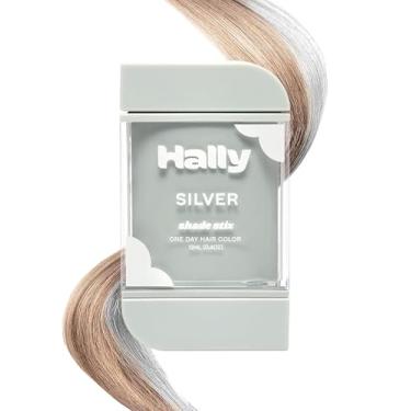 Imagem de Hally Hair Tintura de cabelo temporária, Shade Stix (prata) - Acessórios de maquiagem de cabelo de Halloween para crianças, adolescentes e adultos - 12 ml de giz de cabelo lavável e tintura para