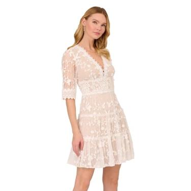 Imagem de Adrianna Papell Vestido feminino bordado de renda, Marfim/Nude, 52