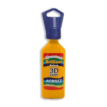 Imagem de Acrilex Dimensional 3D Color Brilliant Pinte com Efeito de Relevo, Amarelo Ouro, 35ml