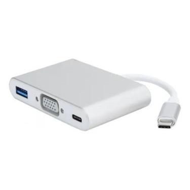 Imagem de Adaptador 3x1 - Usb Tipo-c Thunderbolt 3 X Usb-c Vga Usb 3.0 - FY