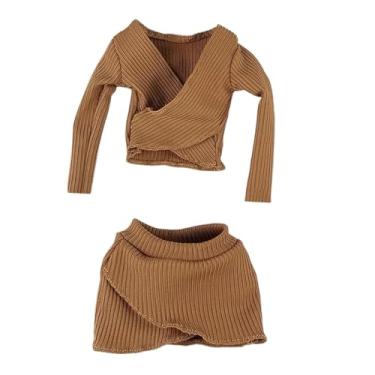 Imagem de Colaxi Top curto feminino em escala 1:6, roupas para bonecos de ação, mini boneca, traje casual, saia curta para bonecos de ação de 12 polegadas, Marrom