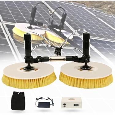 Imagem de Ferramenta De Limpeza De Painel Solar, Kit De Equipamento De Limpeza De Painel Solar De Cabeça Dupla Com Bateria De Lítio, Ferramenta De Limpeza De Comprimento Ajustável Para Deck De Painel