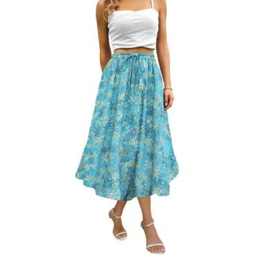 Imagem de Saia maxi Abaadlw para mulheres longa de comprimento médio com bolsos 