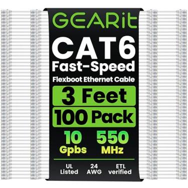 Imagem de GEARit Cabo Cat6 de 0,9 m (pacote com 100) - Cabo Ethernet Cat6, Cabo Ethernet Cat 6, Cabo Patch Cat 6, Cabo Cat 6, Cabo de Rede, Cabo de Internet - Branco 3 Pés