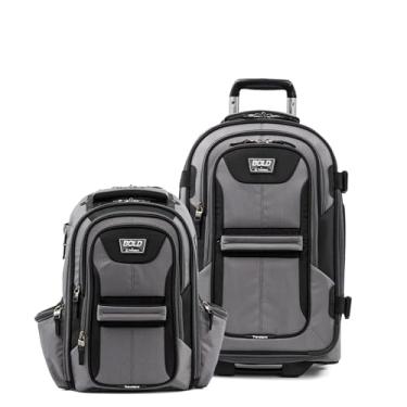 Imagem de Travelpro Conjunto de 2 peças Bold Softside expansível de 2 rodas verticais bagagem/mochila, cinza/preto (conjunto de 2 peças, 17/22)