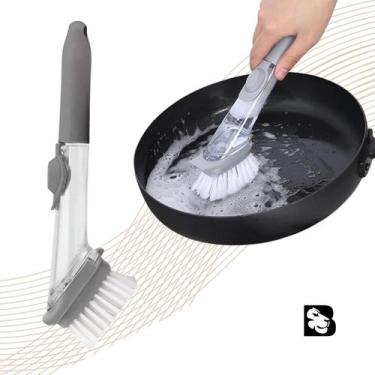 Imagem de Esponja e Escova com Dispenser Para Limpeza Detergente 2 Em 1 Para Lav
