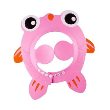 Imagem de Yunhgft Touca de Banho Infantil com Proteção Auricular para Lavar O Cabelo, Chapéu de Banho de EVA à Prova D'água para Crianças, Rosa