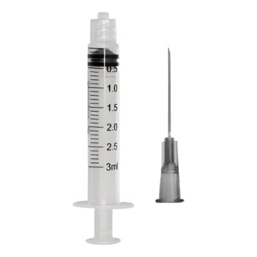 Imagem de Seringa Descartável 3ml Com Agulha 25x0,70mm, 10 Unidades. Luer Lock, Estéril, Transparente, Corpo Siliconado, Escala Nítida, Para Uso Médico-Hospitalar