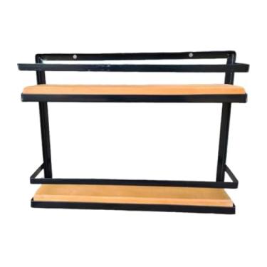 Imagem de Prateleira Porta Condimentos em Ferro e Madeira Rústico