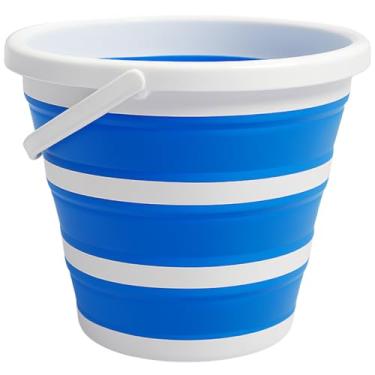 Imagem de Balde Retrátil 5L Silicone Dobrável com Alça Ergonômica Multiuso Flexível Limpeza Geral 5 Litros Pescaria Viagem Praia Fácil de Armazenar e Guardar (Azul)
