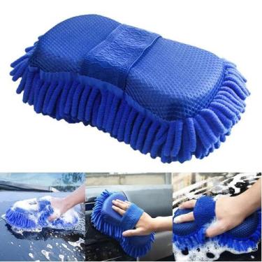 Imagem de Esponja De Lavagem De Carro Em Microfibra Azul, Escova De Limpeza Auto