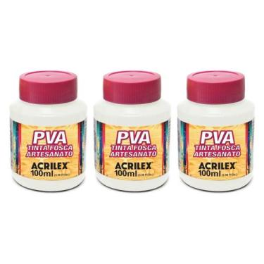 Imagem de Tinta Pva Fosca 100ml 3 Unidades Cor Branco Ref 519 Acrilex