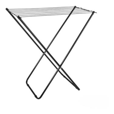 Imagem de Varal De Chão Dobrável Retrátil Slim Preto Black Branco White Mor Seca Roupas(PRETO)