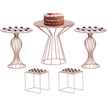 Imagem de Bandejas de Talheres Kit De Decoração Bandeja Para 5 Peças Doces para Festa(rose gold)