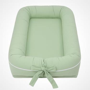 Imagem de Ninho Redutor de Berço Menina Menino 100% Algodão Liso | Toque Macio e Hipoalergênico – Brubrelel Baby (Verde Erva Doce)