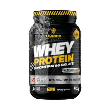 Imagem de Leader Nutrition Whey Protein Concentrate & Isolate, Suplemento Proteico, 900g, 26g Proteína por Porção, 6 Sabores, com HMB e Coenzima Q10 (900, Smoothie de Morango)