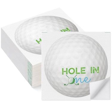 Imagem de AmazingSpark 100 guardanapos de papel de golfe 33 x 33 centímetros furo em um tema decorações descartáveis de coquetel de golfe guardanapos de papel para chá de bebê, festa de aniversário, suprimentos