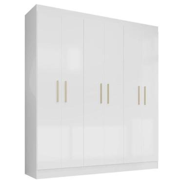 Imagem de Guarda Roupa Casal Ipê 6 Portas Branco Fosco - Kits Paraná