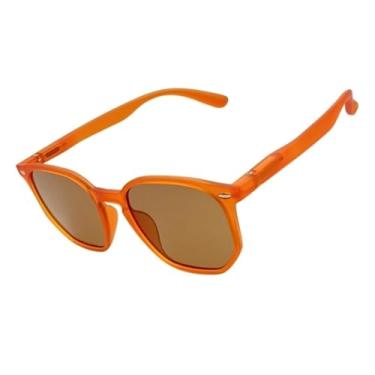 Imagem de Óculos de Sol Hexagonal Acetato Italiano Flexivel Premium Retro Lentes UV400 Feminino Masculino - Cacife Brand (Laranja)