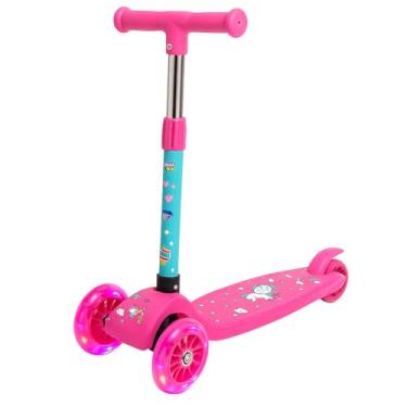 Imagem de Patinete Infantil 3 Rodas com Estampa Divertida – Modelo Rosa ou Azul, Estável e Seguro para Crianças (Rosa) Até 40Kg