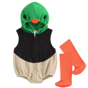 Imagem de Conjunto de macacão infantil Pudcoco Mallard Duck verde 18-24M