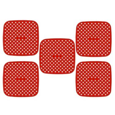 Imagem de kit 5 Protetores Quadrados Tapete Silicone Fogão Indução 19 cm Almofada Protetora Linha Premium M5 Armarinhos (Vermelho)