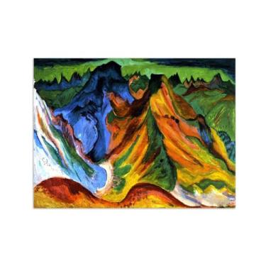 Imagem de Paisagem Abstrata Pôster Famosas Pinturas-Reprodução em Tela-Imagem Decoração Sala de Estar(Mountain 4) 60x80cm-23x31in Sem Moldura