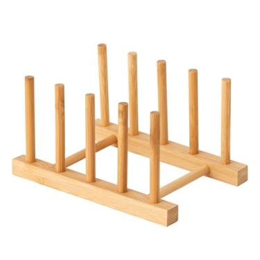 Imagem de HBlife Prato de Bambu, Tigela, Copo, Livro, Pote, Placa de Corte, Rack de Secagem, Escorredor, Suporte de Armazenamento, Organizador, Armário de Cozinha