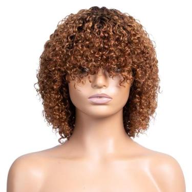 Imagem de Peruca OnePart Short Jerry Curly com franja T4/30 para mulheres