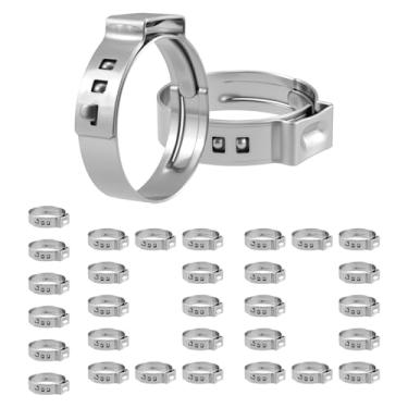 Imagem de MILYARD 100 braçadeiras PEX de 1/2 polegada, braçadeiras de mangueira única de aço inoxidável 304, anéis de aperto para conexões de encaixe de tubulação PEX