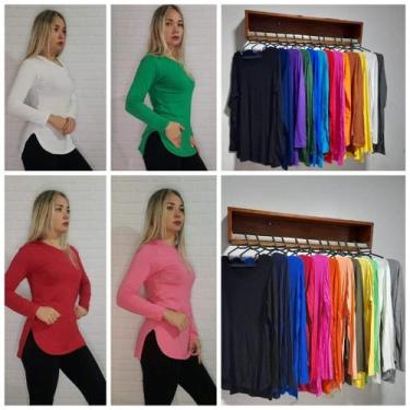 Imagem de Kit 3 camisetas tapa bumbum manga longa - no-brand, Branco, P