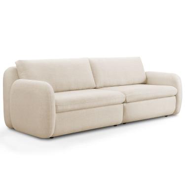 Imagem de Sofá 4 Lugares Orgânico Sala de Estar Living 276cm Eliot F04 Linho Tramado Creme - Lyam Decor