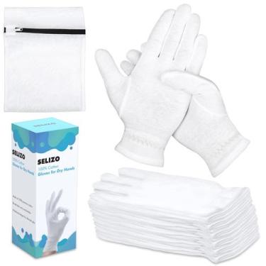 Imagem de Luvas hidratantes Selizo 10 pares 100% algodão para mulheres