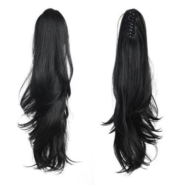 Imagem de Extensão de rabo de cavalo HSPJHTM, cabelo sintético preto, 12 polegad