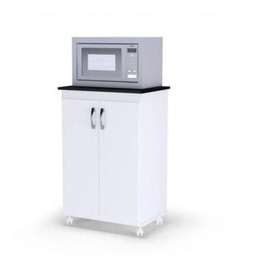 Imagem de Balcão Multiuso 02 Portas Vitória Branco-preto - Ajl Móveis - Ajl Move