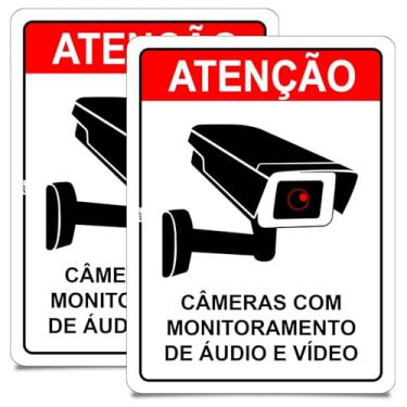 Imagem de Placa de Aviso Câmeras com Monitoramento de Áudio e Vídeo, PS 1mm, 20 x 15 cm, com Fita Dupla Face (2)