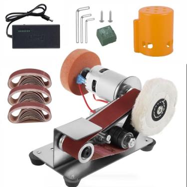 Imagem de Mini Lixadeira De Cinta, Lixadeira EléTrica De PrecisãO 3 Em 1 Para AfiaçãO De Facas, Marcenaria, Artesanato, Polimento De Metais, RetificaçãO, Pode Fazer Joias, âMbar, Pedra
