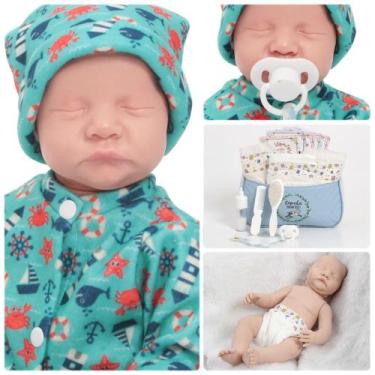 Imagem de Boneco Reborn Bebê Recém Nascido Pijama Kit Itens Com Bolsa - Cegonha 