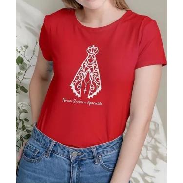 Imagem de Camiseta Camisa Algodão Adulto Feminina Masculina Nossa Senhora Aparec