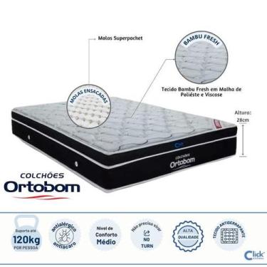 Imagem de Colchão King Ortobom Elegant Superpocket Molas Ensacadas 193x203x28cm 