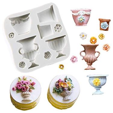 Imagem de Vasos de flores de 9 cavidades, urnas molde de fondant de silicone, vaso de flores, molde de pasta de goma para pasta de açúcar, festa de casamento, cupcake, decoração de bolo, enfeite de decoração